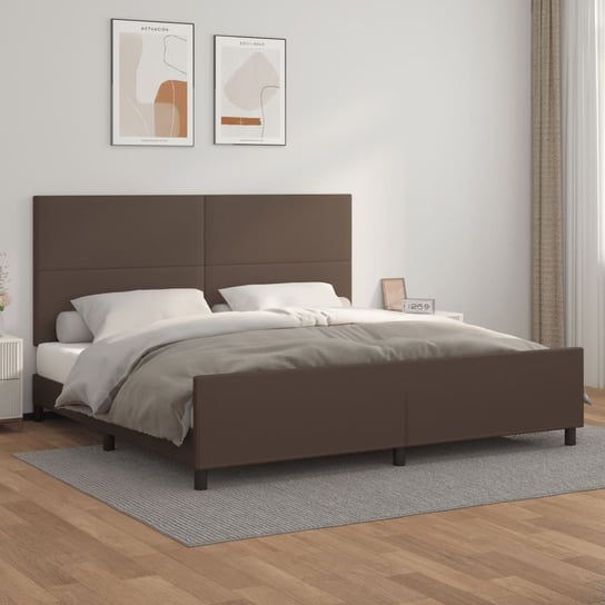 vidaXL Rama łóżka z zagłówkiem, brązowa, 200x200 cm, sztuczną skórą vidaXL