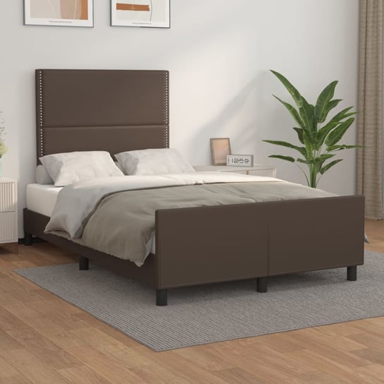 vidaXL Rama łóżka z zagłówkiem, brązowe, 120x200 cm, sztuczna skóra vidaXL
