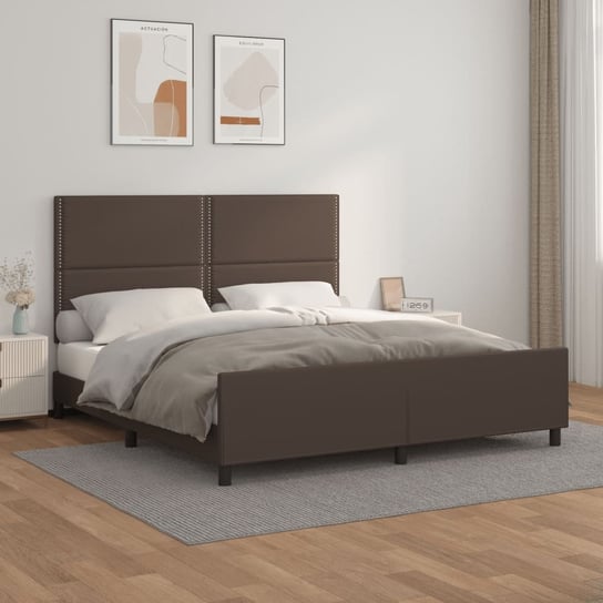 vidaXL Rama łóżka z zagłówkiem , brązowe, 180x200 cm, sztuczną skórą vidaXL