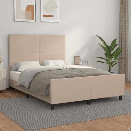 vidaXL Rama łóżka z zagłówkiem, cappuccino, 140x190 cm, sztuczną skórą vidaXL