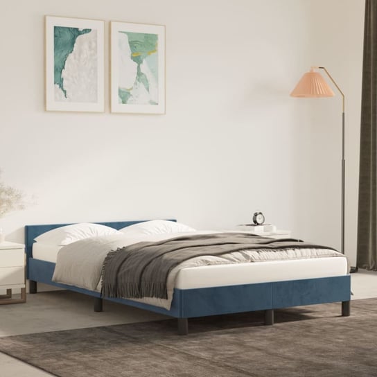 vidaXL Rama łóżka z zagłówkiem, ciemnoniebieska, 120x200 cm, aksamitna vidaXL