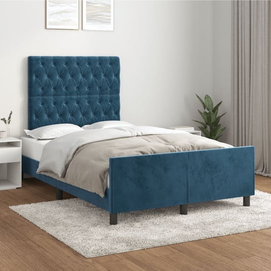 vidaXL Rama łóżka z zagłówkiem, ciemnoniebieska, 120x200 cm, aksamitna vidaXL