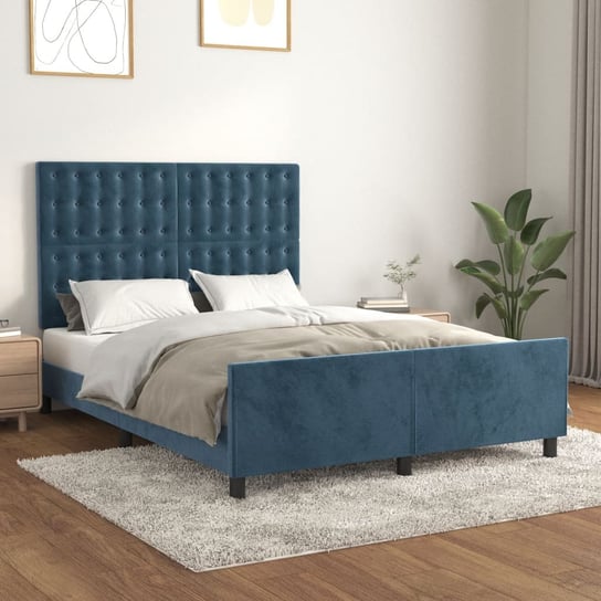 vidaXL Rama łóżka z zagłówkiem, ciemnoniebieska, 140x200 cm, aksamitna vidaXL