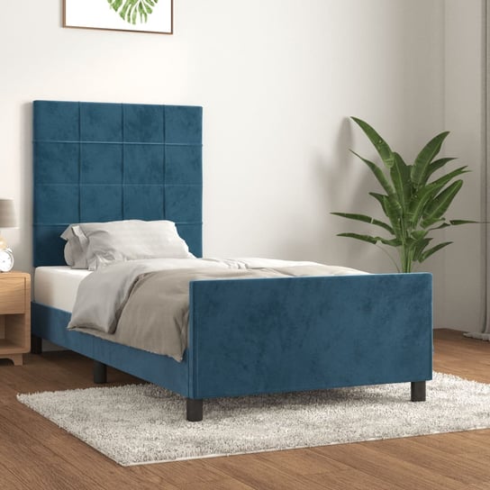 vidaXL Rama łóżka z zagłówkiem, ciemnoniebieska, 80x200 cm, aksamitna vidaXL