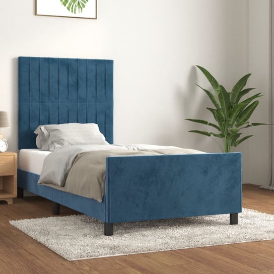 vidaXL Rama łóżka z zagłówkiem, ciemnoniebieska, 90x200 cm, aksamitna vidaXL