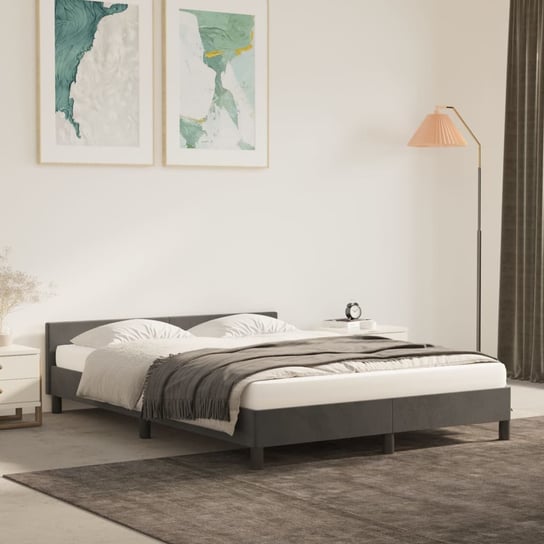 vidaXL Rama łóżka z zagłówkiem, ciemnoszara, 140x190 cm, aksamitna vidaXL