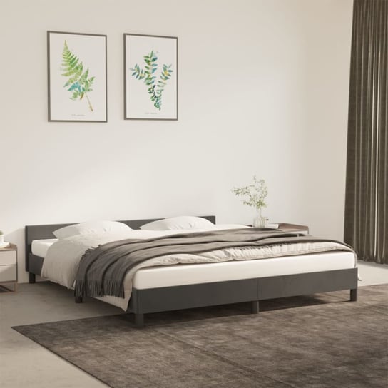 vidaXL Rama łóżka z zagłówkiem, ciemnoszara, 160x200 cm, aksamitna vidaXL