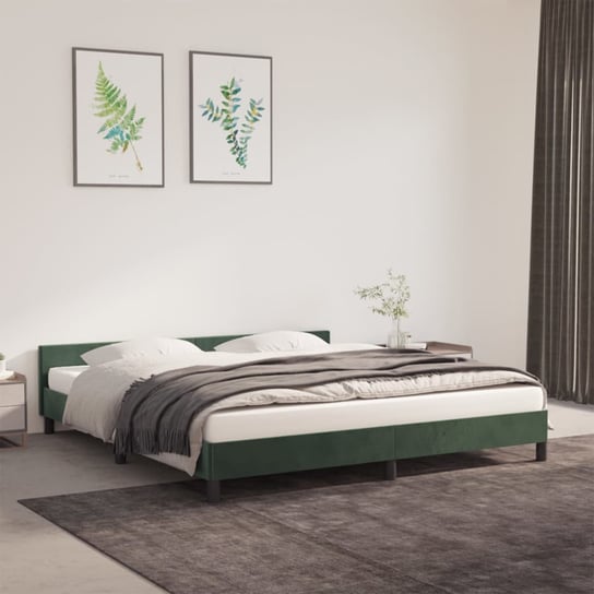 vidaXL Rama łóżka z zagłówkiem, ciemnozielona, 180x200 cm, aksamitna vidaXL