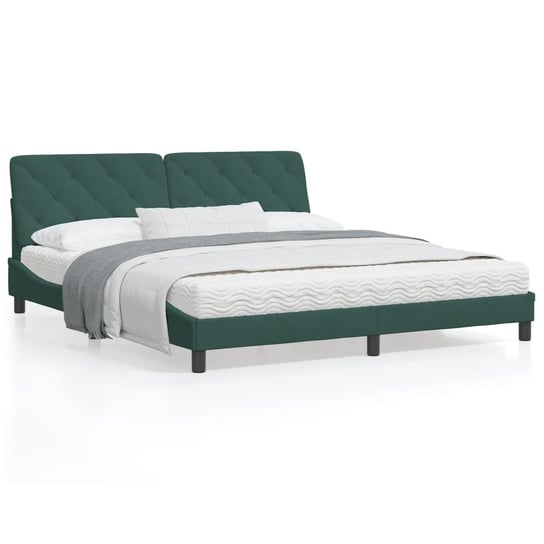 vidaXL Rama łóżka z zagłówkiem, ciemnozielona, 180x200 cm, aksamitna vidaXL
