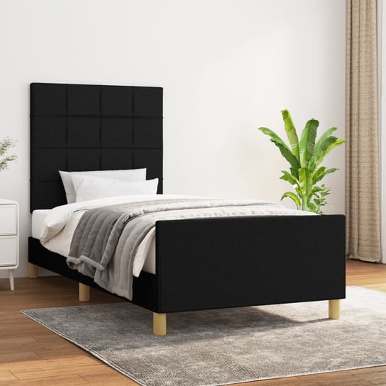 vidaXL Rama łóżka z zagłówkiem, czarna, 100x200 cm, obita tkaniną vidaXL