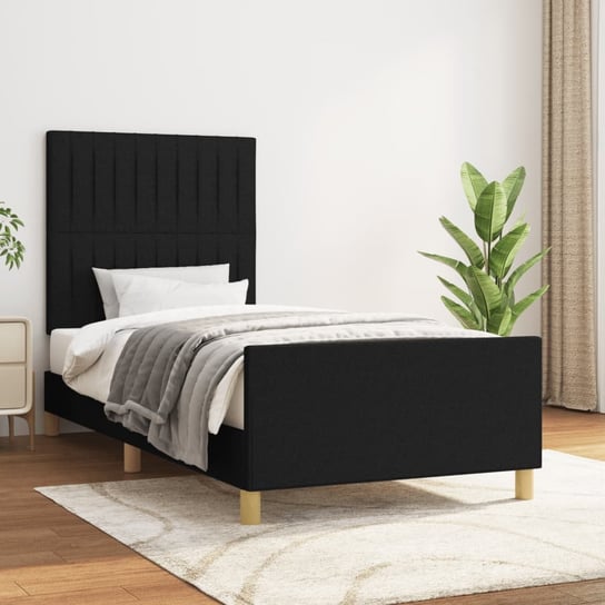 vidaXL Rama łóżka z zagłówkiem, czarna, 100x200 cm, obita tkaniną vidaXL
