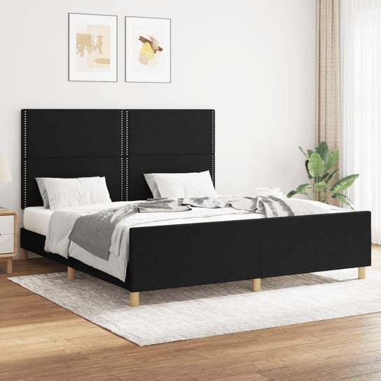 vidaXL Rama łóżka z zagłówkiem, czarna, 160x200 cm, obita tkaniną vidaXL