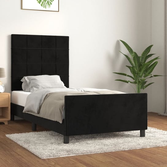 vidaXL Rama łóżka z zagłówkiem, czarna, 80x200 cm, aksamitna vidaXL