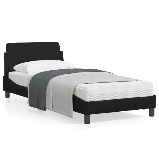 vidaXL Rama łóżka z zagłówkiem, czarna, sztuczna skóra, 80x200 cm vidaXL