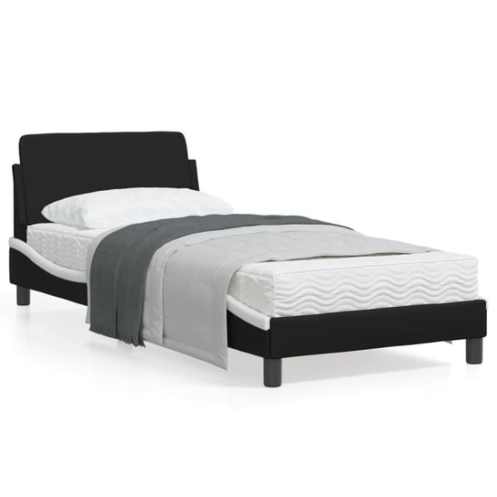 vidaXL Rama łóżka z zagłówkiem, czarno-biała, 90x200cm, sztuczna skóra vidaXL