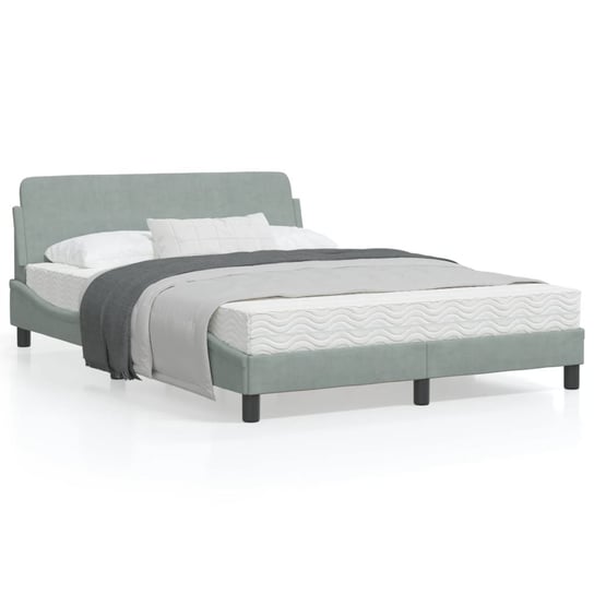 vidaXL Rama łóżka z zagłówkiem, jasnoszara, 120x200 cm, aksamitna vidaXL