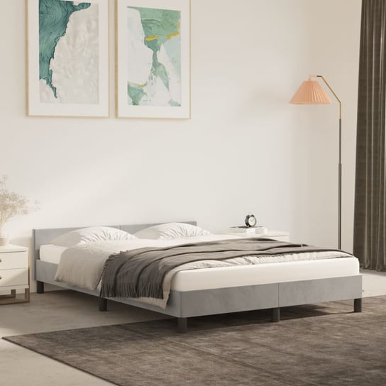 vidaXL Rama łóżka z zagłówkiem, jasnoszara, 140x200 cm, aksamitna vidaXL