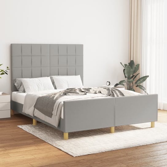 vidaXL Rama łóżka z zagłówkiem, jasnoszara, 140x200 cm, obita tkaniną vidaXL
