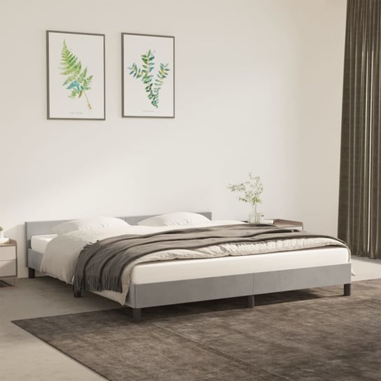 vidaXL Rama łóżka z zagłówkiem, jasnoszara, 160x200 cm, aksamitna vidaXL