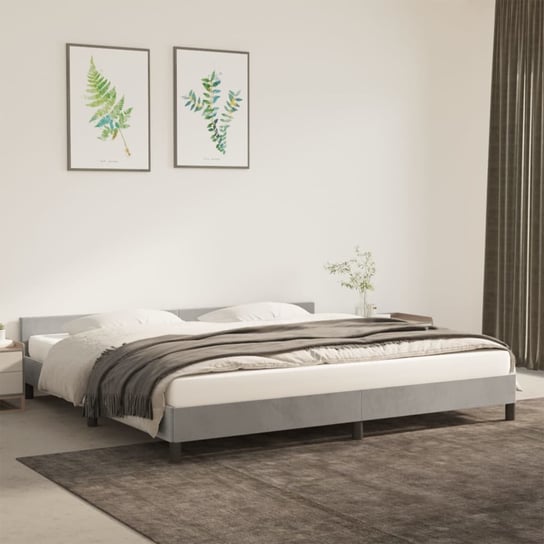vidaXL Rama łóżka z zagłówkiem, jasnoszara, 200x200 cm, aksamitna vidaXL