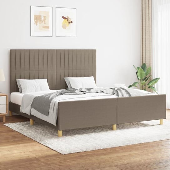 vidaXL Rama łóżka z zagłówkiem, kolor taupe, 160x200 cm, obita tkaniną vidaXL
