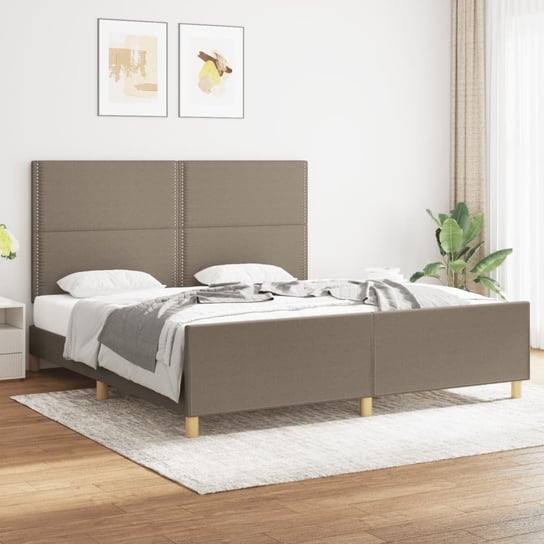 vidaXL Rama łóżka z zagłówkiem, kolor taupe, 180x200 cm, obita tkaniną vidaXL
