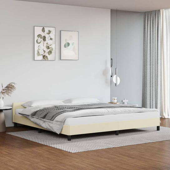 vidaXL Rama łóżka z zagłówkiem, kremowa, 200x200 cm, sztuczna skóra vidaXL