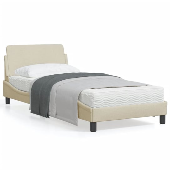 vidaXL Rama łóżka z zagłówkiem, kremowa, 80x200 cm, obita tkaniną vidaXL