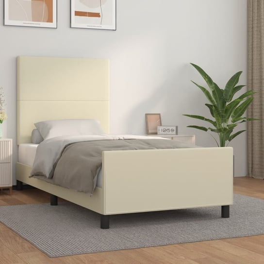 vidaXL Rama łóżka z zagłówkiem, kremowa, 80x200 cm, sztuczna skóra vidaXL