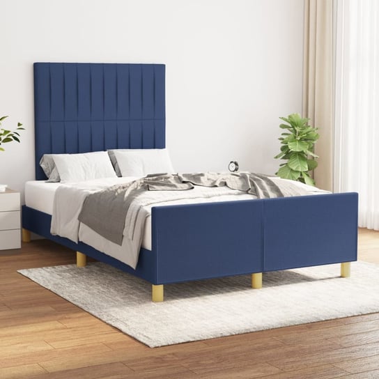 vidaXL Rama łóżka z zagłówkiem, niebieska, 120x200 cm, obita tkaniną vidaXL