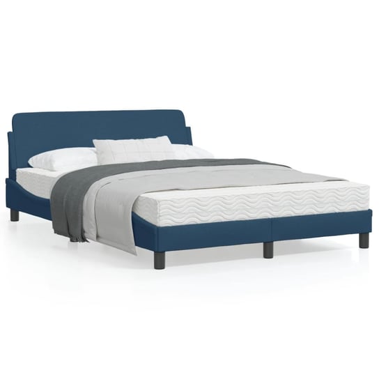 vidaXL Rama łóżka z zagłówkiem, niebieska, 140x190 cm, obita tkaniną vidaXL