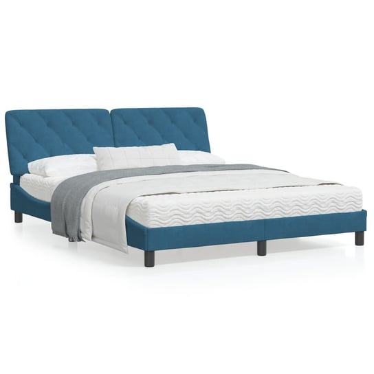 vidaXL Rama łóżka z zagłówkiem, niebieska, 160x200 cm, aksamitna vidaXL