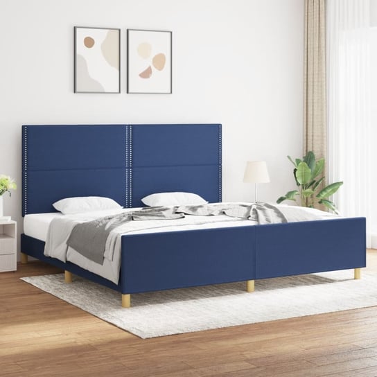 vidaXL Rama łóżka z zagłówkiem, niebieska, 200x200 cm, obita tkaniną vidaXL
