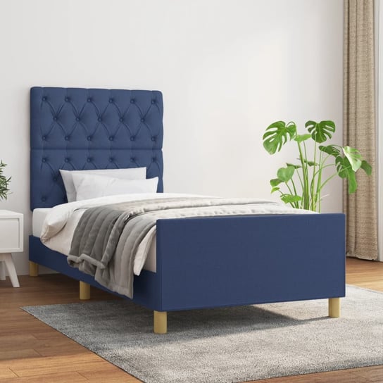 vidaXL Rama łóżka z zagłówkiem, niebieska, 80x200 cm, obita tkaniną vidaXL