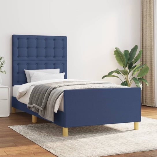 vidaXL Rama łóżka z zagłówkiem, niebieska, 80x200 cm, obita tkaniną vidaXL
