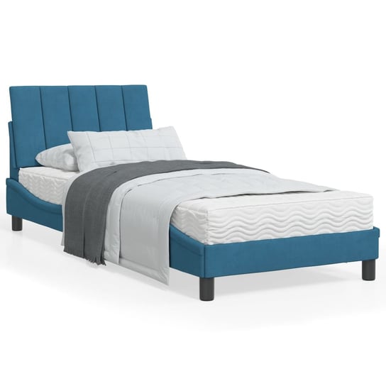 vidaXL Rama łóżka z zagłówkiem, niebieska, 90x200 cm, aksamitna vidaXL
