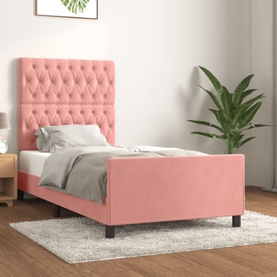 vidaXL Rama łóżka z zagłówkiem, różowa, 100x200 cm, aksamitna vidaXL