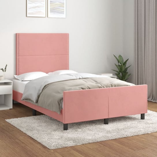 vidaXL Rama łóżka z zagłówkiem, różowa, 120x200 cm, aksamitna vidaXL