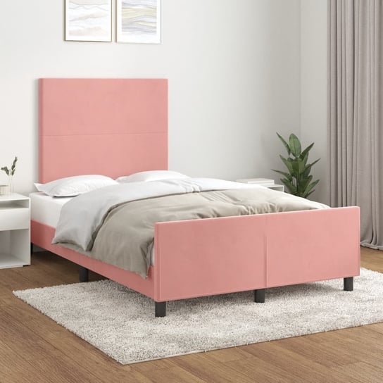 vidaXL Rama łóżka z zagłówkiem, różowa, 120x200 cm, aksamitna vidaXL