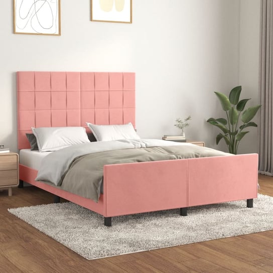 vidaXL Rama łóżka z zagłówkiem, różowa, 140x200 cm, aksamitna vidaXL