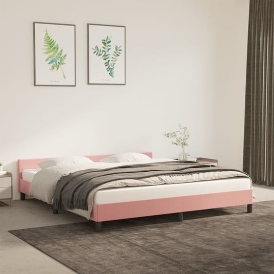 vidaXL Rama łóżka z zagłówkiem, różowa, 160x200 cm, aksamitna vidaXL