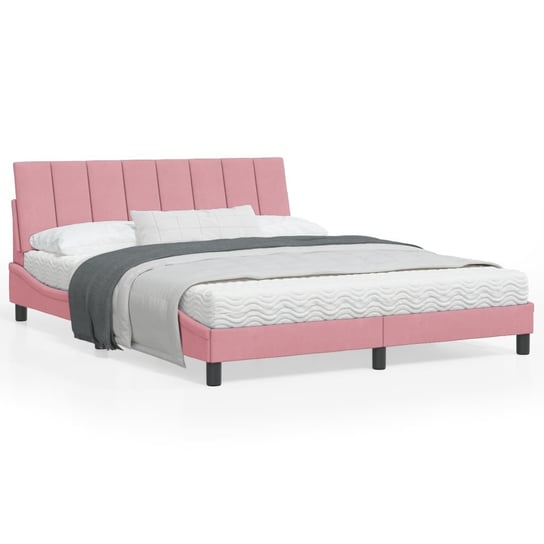 vidaXL Rama łóżka z zagłówkiem, różowa, 160x200 cm, aksamitna vidaXL