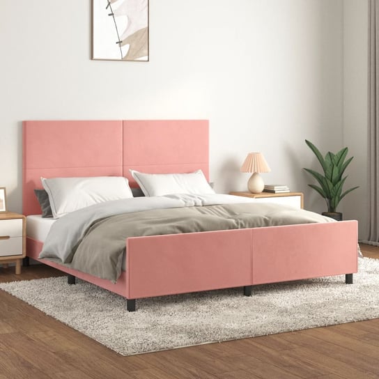 vidaXL Rama łóżka z zagłówkiem, różowa, 180x200 cm, aksamitna vidaXL
