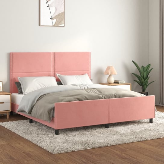 vidaXL Rama łóżka z zagłówkiem, różowa, 180x200 cm, aksamitna vidaXL
