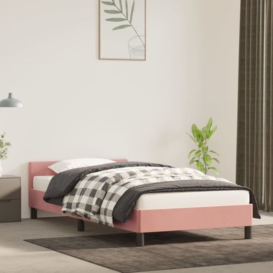 vidaXL Rama łóżka z zagłówkiem, różowa, 90x190 cm, aksamitna vidaXL