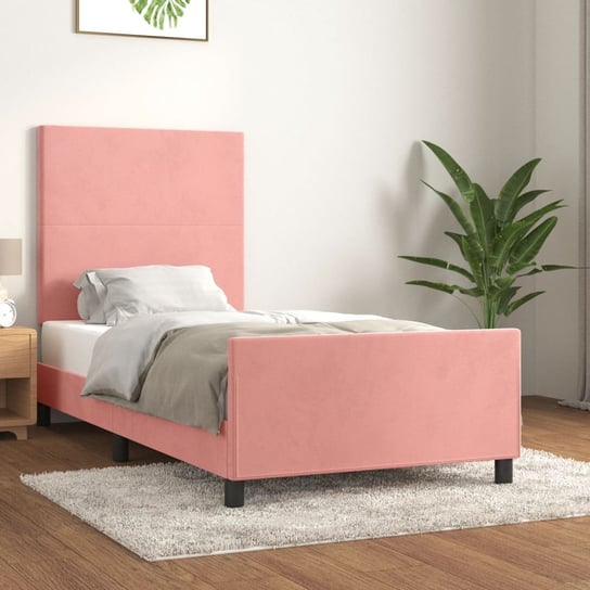 vidaXL Rama łóżka z zagłówkiem, różowa, 90x190 cm, aksamitna vidaXL