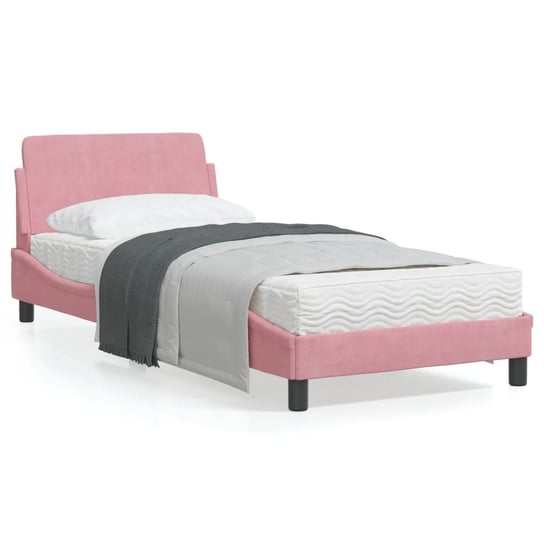 vidaXL Rama łóżka z zagłówkiem, różowa, 90x200 cm, aksamitna vidaXL