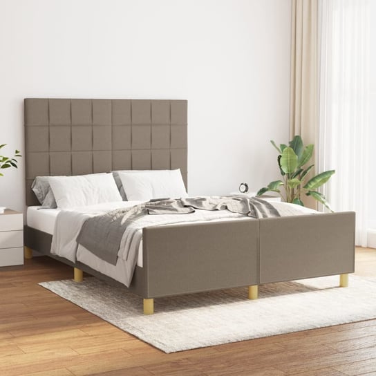 vidaXL Rama łóżka z zagłówkiem, taupe, 140x190 cm, obita tkaniną vidaXL