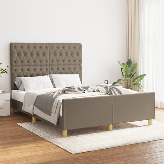 vidaXL Rama łóżka z zagłówkiem, taupe, 140x200 cm, obita tkaniną vidaXL
