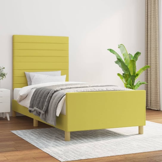 vidaXL Rama łóżka z zagłówkiem, zielona, 100x200 cm, obita tkaniną vidaXL